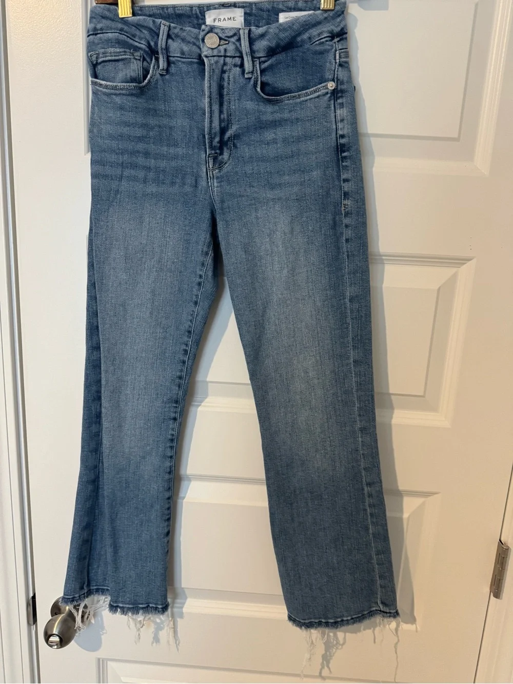 Frame Denim Medium Blue High-Rise Cropped Jeans